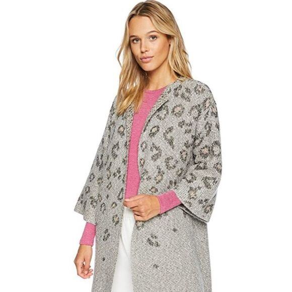 Cupcakes and Cashmere S Gray Kline Tonal Leopard Cardigan Sweater Bell Sleeve - Picture 11 of 11